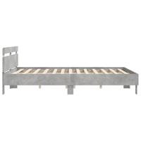 Bedframe met hoofdeinde en LED-licht betongrijs 160x200 cm - thumbnail