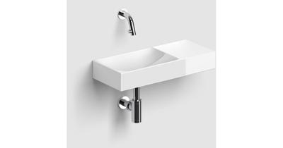 Clou Vale keramiek fontein 45x19x7cm voorbewerkt kraangat rechts Wit glanzend CL/03.03162.R