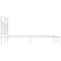 Bedframe met hoofdbord metaal wit 135x190 cm - thumbnail