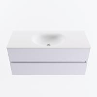 MONDIAZ VICA 110cm badmeubel onderkast Cale 2 lades. Wastafel MOON midden zonder kraangat, kleur Talc. - thumbnail