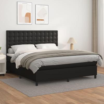Boxspring met matras kunstleer zwart 180x200 cm