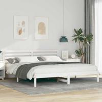 Bedframe met hoofdeinde Wit 200 x 200 cm Massief grenenhout - thumbnail