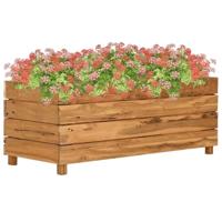 VidaXL Plantenbak verhoogd 100x40x38 cm gerecycled teakhout en staal - thumbnail