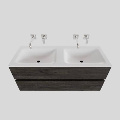 Badkamermeubel Solid Surface BWS Oslo 120x46 cm Dubbel Wood Dark Brown (0 kraangaten)