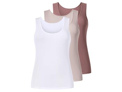 esmara Set van 3 dames tops - Plus size (Roze/wit, XXL (52/54)) esmara Set van 3 dames tops - Plus size (Roze/wit, XXL (52/54))