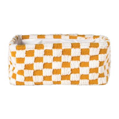 Mand checks groot - oranje/wit - 15x36x26 cm