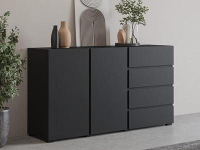 Dressoir ASYMI 2 deuren 4 lades zwart Dressoir ASYMI 2 deuren 4 lades zwart