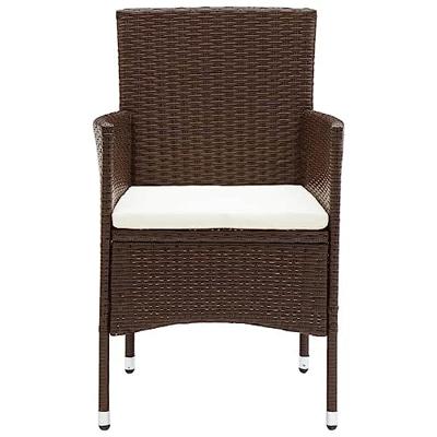 3-delige Bistroset poly rattan en gehard glas bruin