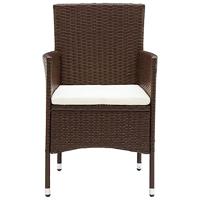 3-delige Bistroset poly rattan en gehard glas bruin - thumbnail