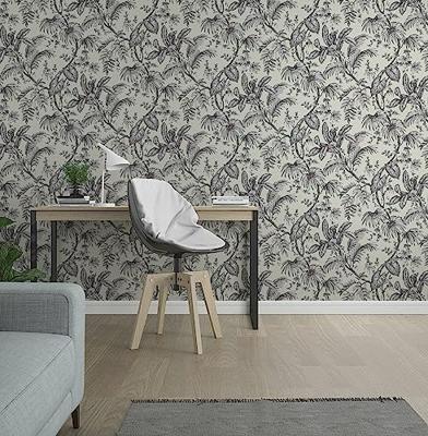 Novamur Jackie; The New Design Book Behang met zwarte-wit-roze bladeren - 6818-20