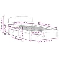 Bedframe met hoofdeinde Wit 140 x 190 cm Massief grenenhout - thumbnail