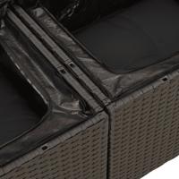 10-delige Loungeset met kussens poly rattan zwart - thumbnail