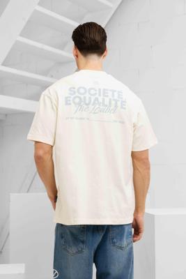 Equalité Societe 2.0 Oversized T-Shirt Heren Gebroken Wit/Lichtblauw - Maat S - Kleur: Gebroken Wit | Soccerfanshop