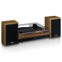 Platenspeler met Bluetooth-ontvangst en twee houten speakers - thumbnail