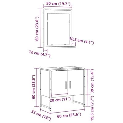 Badkamermeubelset Wandgemonteerd 2 pcs Zwart Bewerkt hout