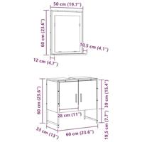 Badkamermeubelset 2 pcs Zwart 60 x 33 x 60 cm Bewerkt hout - thumbnail