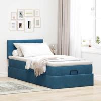 Ottoman bed met matras en LED's 100x200 cm fluweel donkerblauw - thumbnail