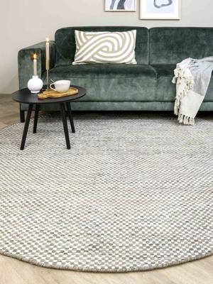 MOMO Rugs - Vaasa Grey White Rond - 200 rond Vloerkleed
