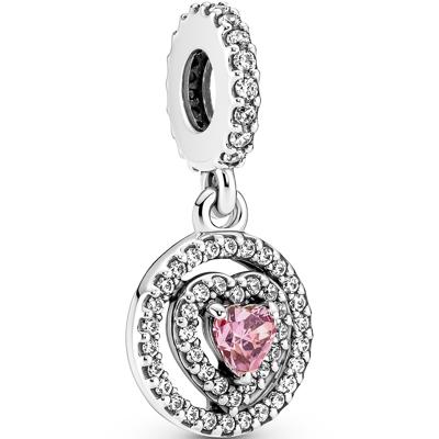 Pandora 791476C01 Hangbedel Sparkling Double Halo Heart zilver-zirconia roze-wit