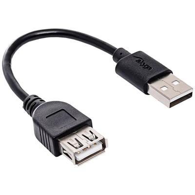 Akyga AK-USB-23 USB-kabel USB-A stekker, USB-A bus 0.15 m Zwart