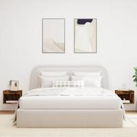 Nachtkastjes met LED's 2 st wandgemonteerd gerookt eikenkleurig - thumbnail