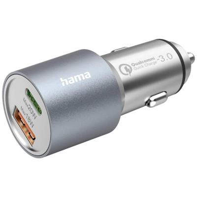 Hama Auto-oplader, USB-C/USB-A, (1x20W PD, 1x18W QC), 38W Oplader Grijs