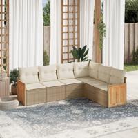 7-delige Loungeset met kussens poly rattan beige - thumbnail