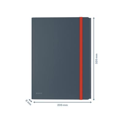 Leitz Cosy elastomap met 3 kleppen, met opbergvak met drukknoppsluiting, uit PP, ft A4, grijs