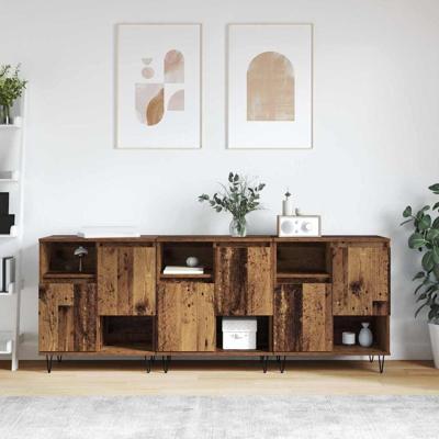 Dressoirs 3 pcs Oud hout 180 x 35 x 70 cm Bewerkt hout