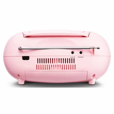 MEDION E66476 Stereo Geluidssysteem (boombox, CD-speler, MP3, cassette, draagbare cassettespeler voor kinderen, FM-radio, AUX, hoofdtelefoon, netvoeding & batterij) Roze