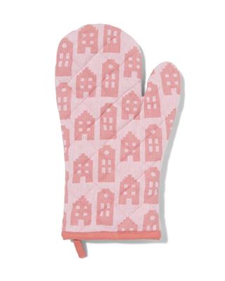 HEMA Ovenwant 32x20 roze huisjes (roze)