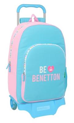 Schoolrugzak met Wielen Benetton Unique Roze Turkoois 30 x 46 x 14 cm