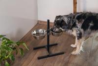 Standaard met 2 rvs 25 cm hondenvoerbakken zwart - thumbnail