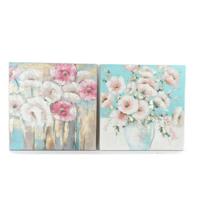 Schilderij DKD Home Decor 99,5 x 3,5 x 99,5 cm Vaas Shabby Chic (2 Stuks) - thumbnail