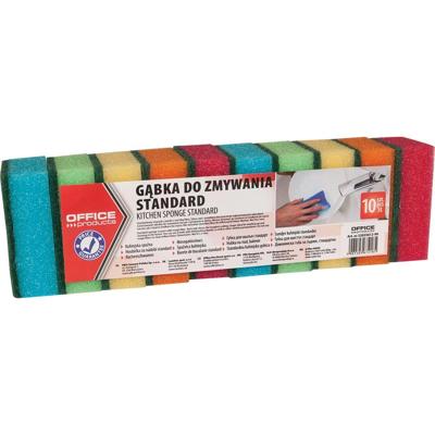 OFFICE products schuurspons, ft 4,6 x 7,4 cm, pak van 10 stuks in geassorteerde kleuren