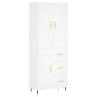 Hoge kast 69,5x34x180 cm bewerkt hout wit - thumbnail