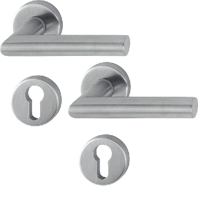 Hoppe deurkruk met cilinderrozet - Amsterdam - deurdikte 37/42mm - RVS