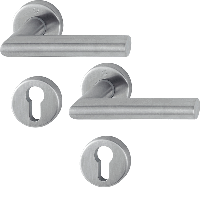 Hoppe deurkruk met cilinderrozet - Amsterdam - deurdikte 37/42mm - RVS - thumbnail