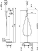 Ben Engraved Cross thermostatische vrijstaande badkraan met gravering geborsteld messing - thumbnail