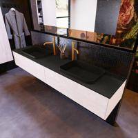 Badkamermeubelset Mondiaz Erin 200 cm met 2 Lades met RIDGE Wastafel Dubbel Urban met 2 kraangaten Greeploos Mat Underlayment - thumbnail