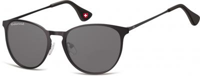 Zonnebril Montana met smoke gepolariseerd rond glas en metalen pootje zwart