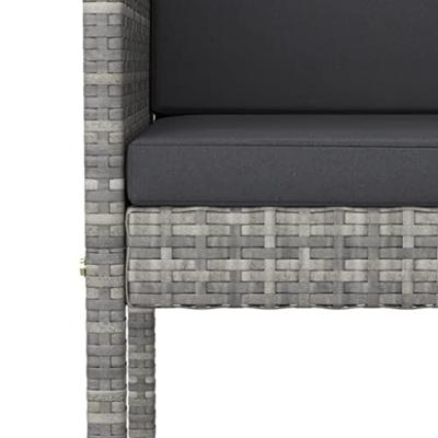 Barkrukken 2 st met kussens poly rattan grijs - thumbnail