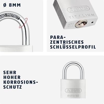 ABUS Hangslot 64Ti/50 Ka 6511 - 64TI/50 KA 6511 - 64TI/50 KA 6511