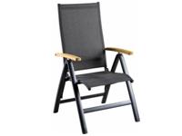 Lucca Recliner Black Grey Textilene Teak Arm SUNS - Suns - thumbnail