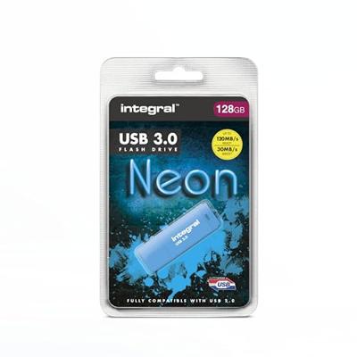 Integral INFD128GBNEONB3.0 USB flash drive 128 GB USB Type-A 3.2 Gen 1 (3.1 Gen 1) Blauw Integral INFD128GBNEONB3.0 USB flash drive 128 GB USB Type-A 3.2 Gen 1 (3.1 Gen 1) Blauw