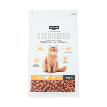 Jumbo Volledig Diervoeder Katten Gesteriliseerd Kip & Rijst 800 g