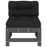 Middenbanken met kussens 2 st massief grenenhout grijs - thumbnail