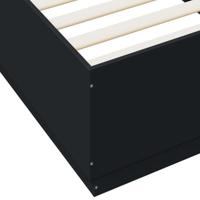 Bedframe met LED-verlichting bewerkt hout zwart 90x200 cm - thumbnail