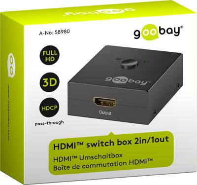Goobay 58980 2 poorten HDMI-switch Met status-LEDs 1920 x 1080 pix Goobay 58980 2 poorten HDMI-switch Met status-LEDs 1920 x 1080 pix