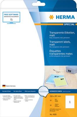 Etiket herma 4585 210x297 weerbest 10st transp mat | 32 stuks